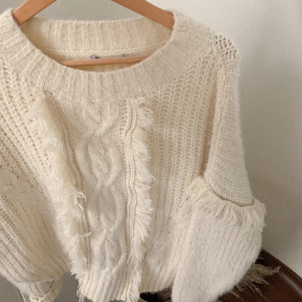 boho unique pattern cream sweater🕊